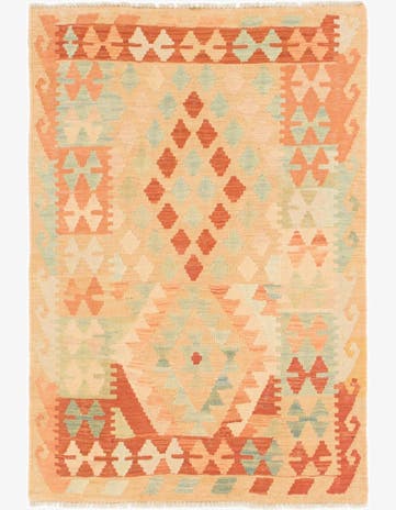 2' 10 x 4' 3 Hand Woven Kilim Waziri Wool Rug