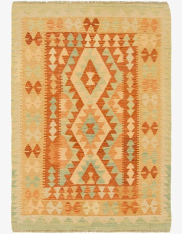 3' 4 x 4' 9 Hand Woven Kilim Waziri Wool Rug