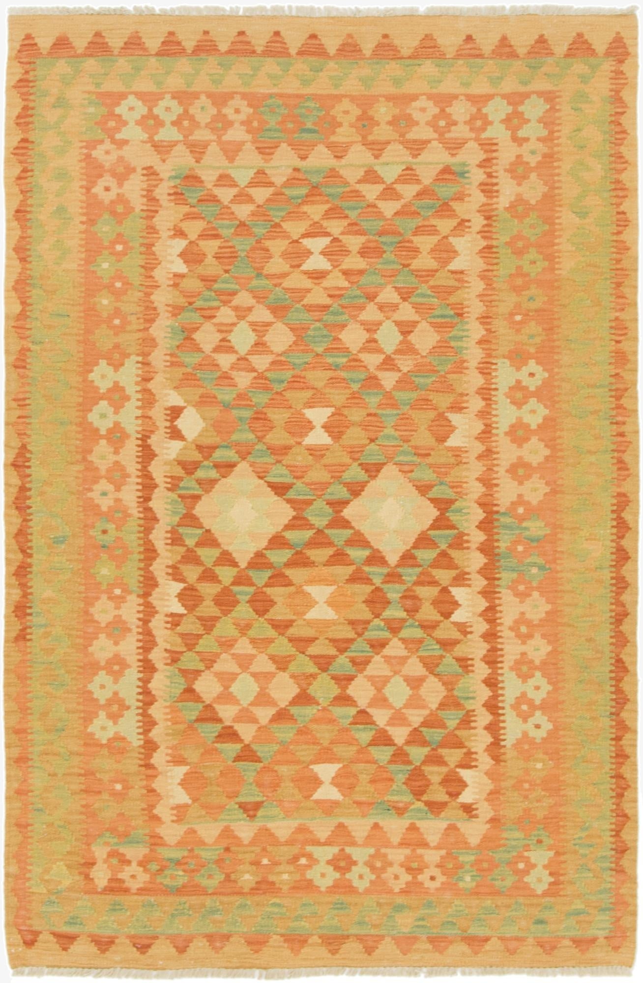 3' 4 x 5'  Hand Woven Kilim Waziri Wool Rug