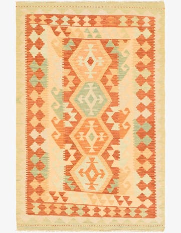 3' 4 x 5' 2 Hand Woven Kilim Waziri Wool Rug
