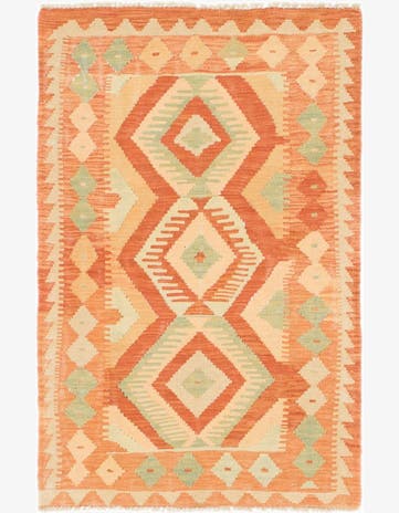 2' 9 x 4' 3 Hand Woven Kilim Waziri Wool Rug