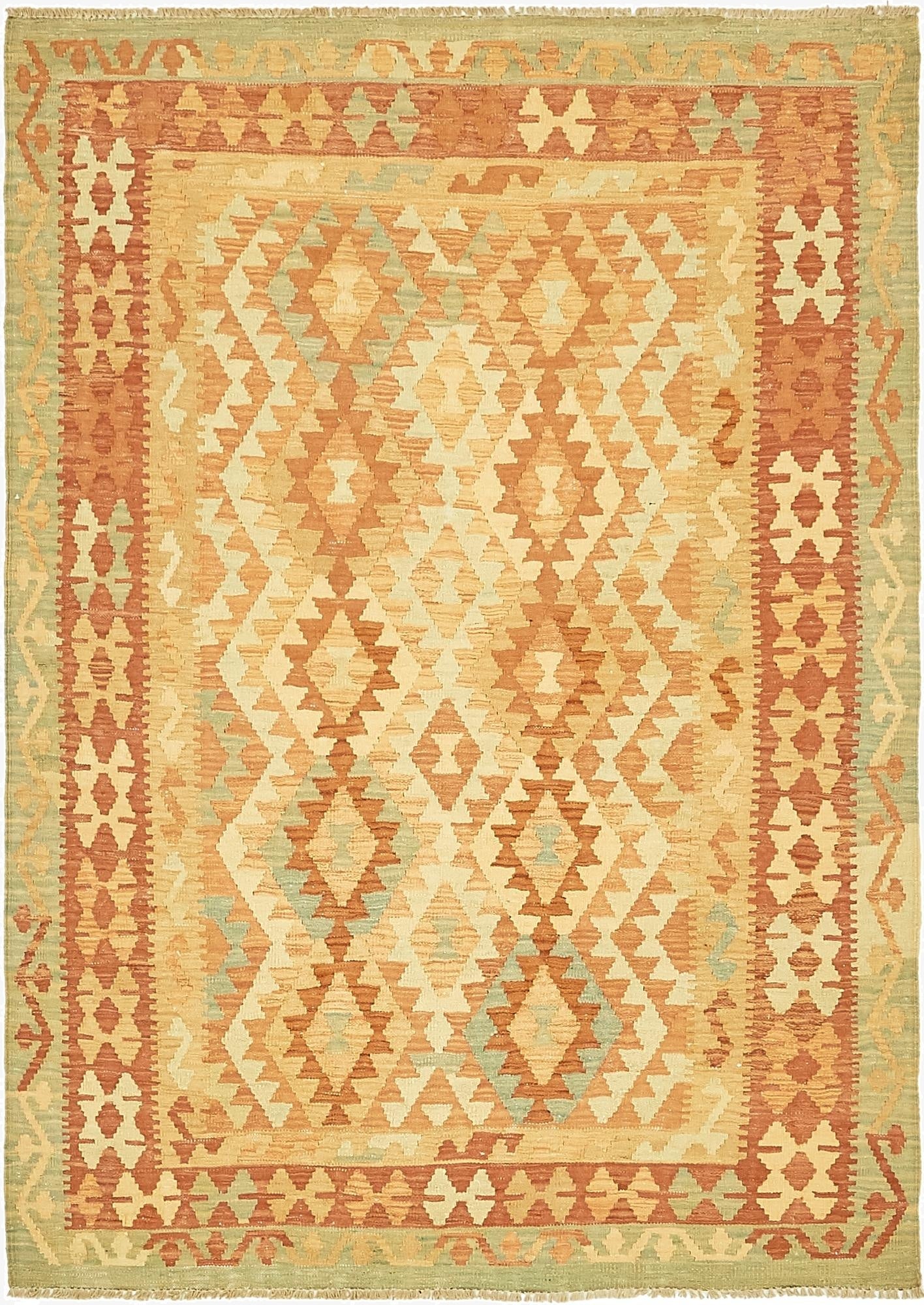 4' x 5' 10  Hand Woven Kilim Waziri Wool Rug