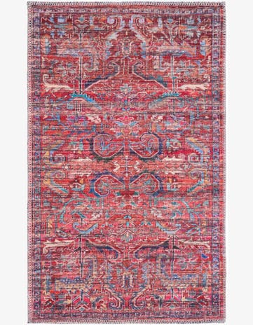 Rust Red Washable Maahru Rug