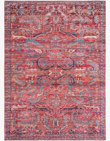 Rust Red Washable Maahru Rug