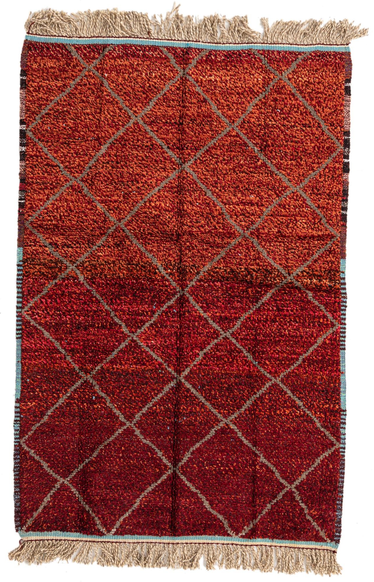 4' 2 x 6' 3 Hand Knotted Moroccan Wool Rug