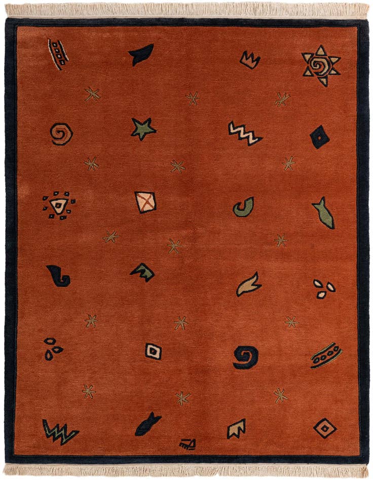 Detail image of 4' 8 x 6' 7 Hand Knotted Nepal Wool Rug