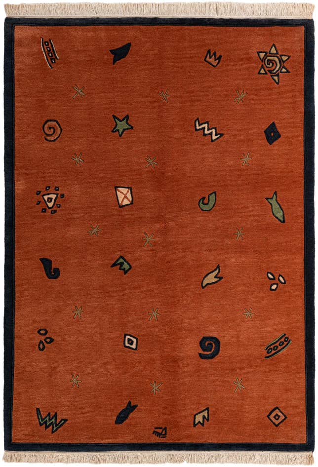 Detail image of 4' 8 x 6' 7 Hand Knotted Nepal Wool Rug