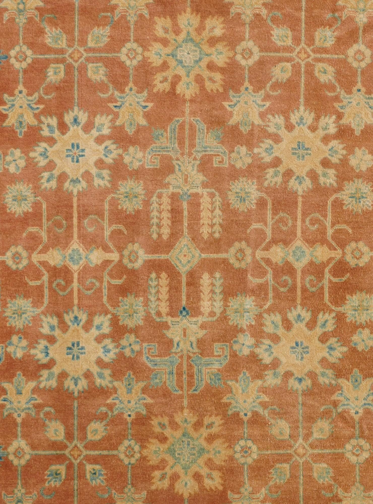 8' 1 x 9' 9 Hand Knotted Oushak Wool Rug