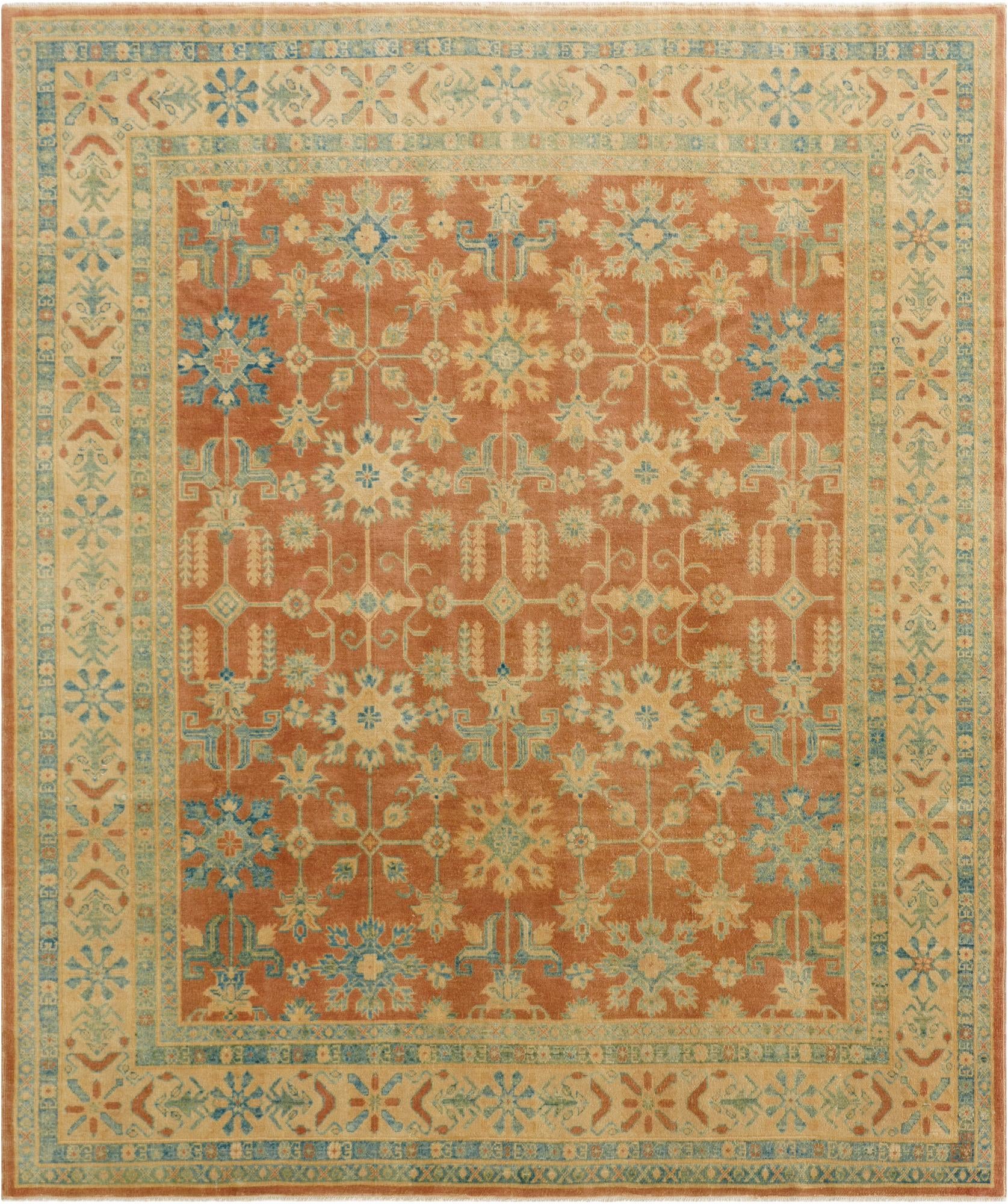 8' 1 x 9' 9 Hand Knotted Oushak Wool Rug