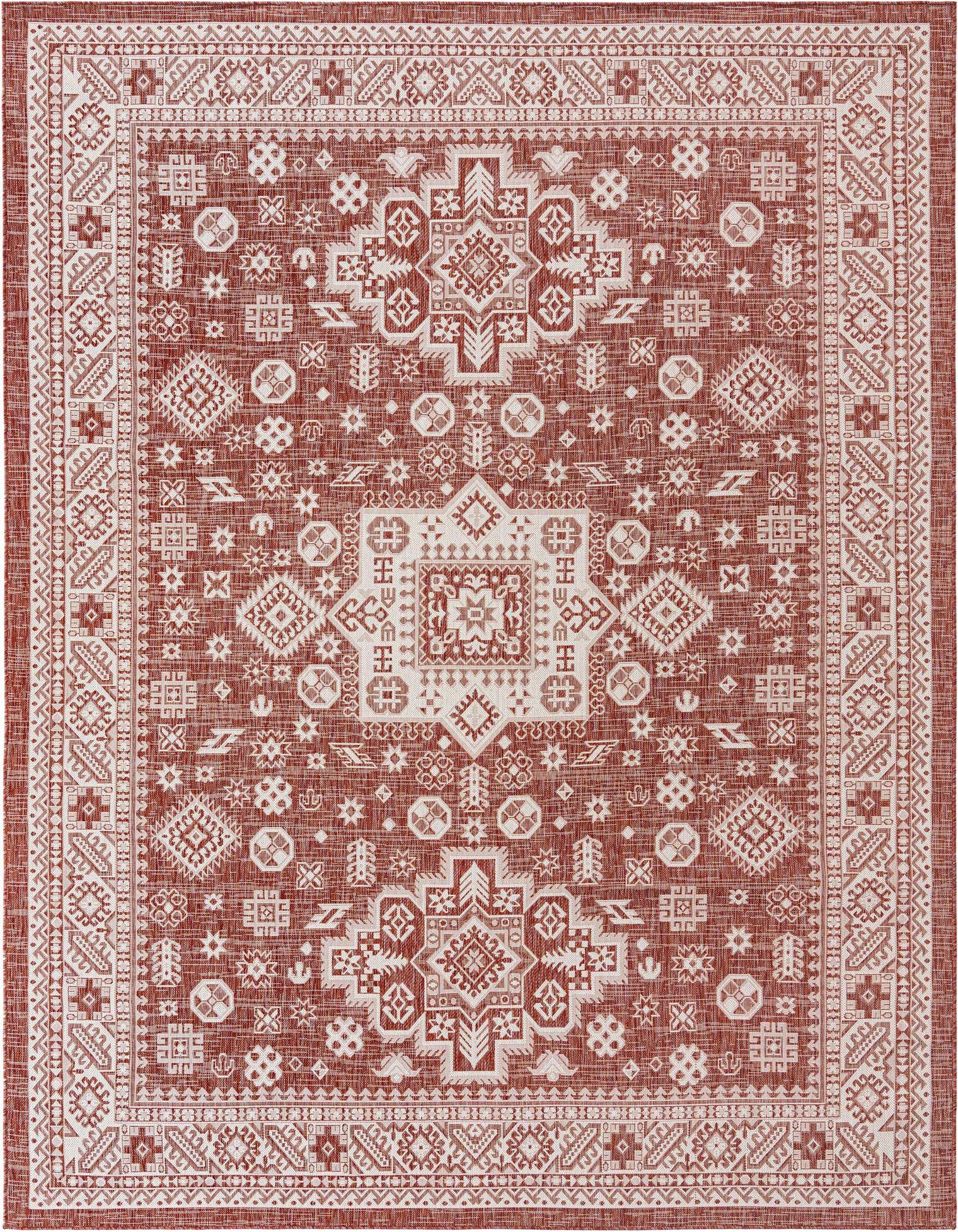 9' x 12' Easy-Clean Aztec Indoor / Outdoor Rug