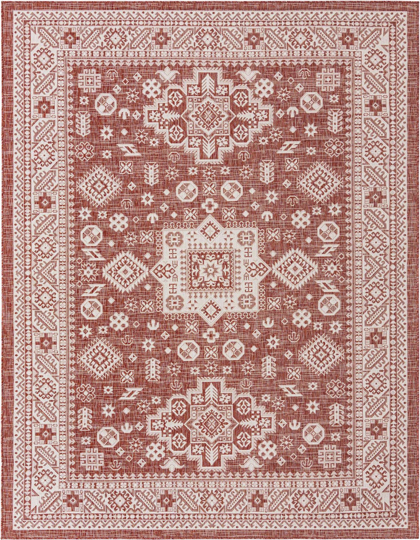 7' 10 x 11' Easy-Clean Aztec Indoor / Outdoor Rug