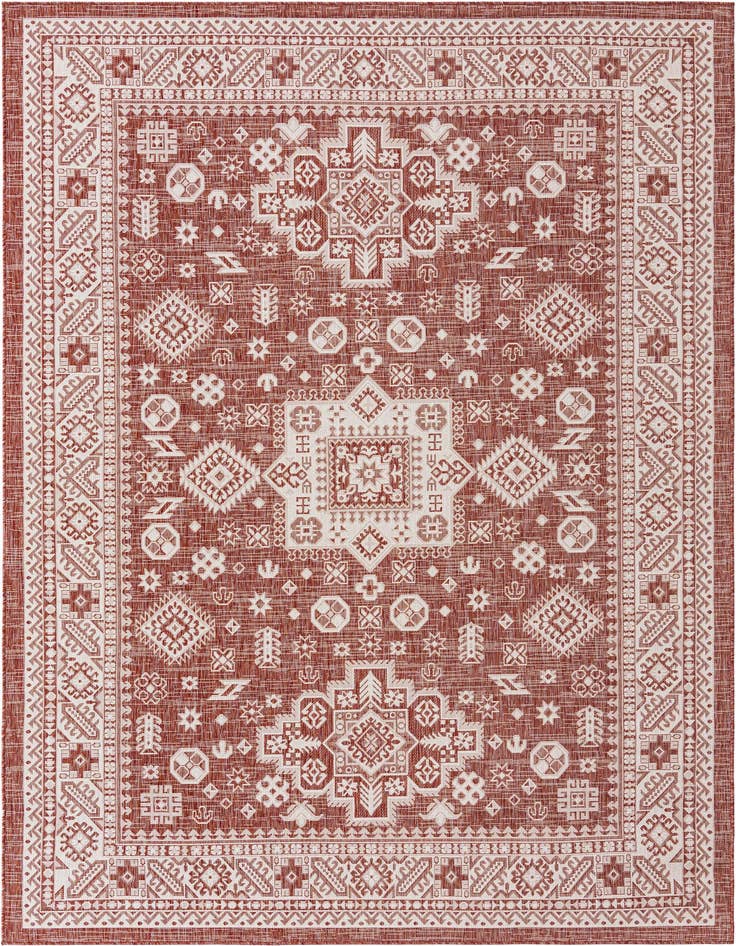 Detail image of 7' 10 x 11' Easy-Clean Aztec Indoor / Outdoor Rug