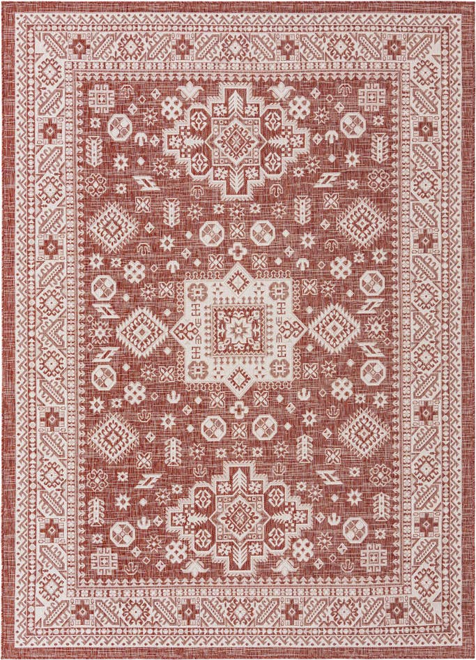 Detail image of 7' 10 x 11' Easy-Clean Aztec Indoor / Outdoor Rug