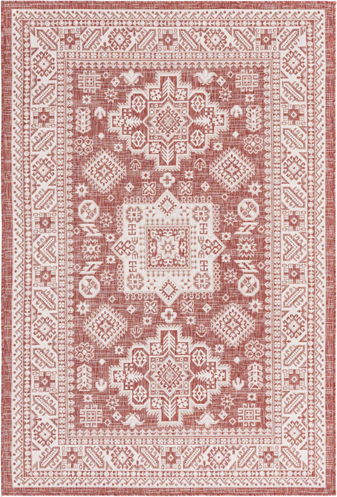 5' 3 x 8' Easy-Clean Aztec Indoor / Outdoor Rug