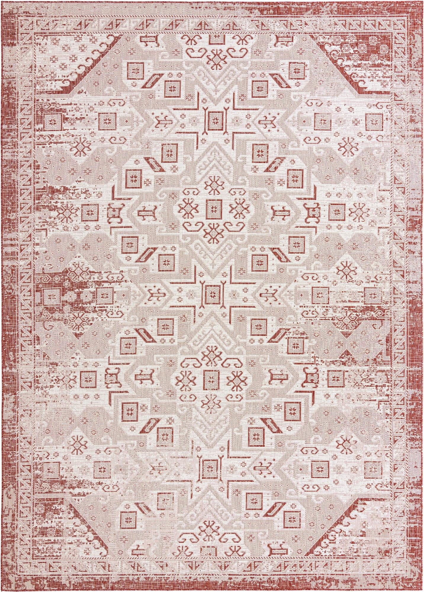 Primary image 10' x 14'  Washable Aztec Indoor / Outdoor Rug