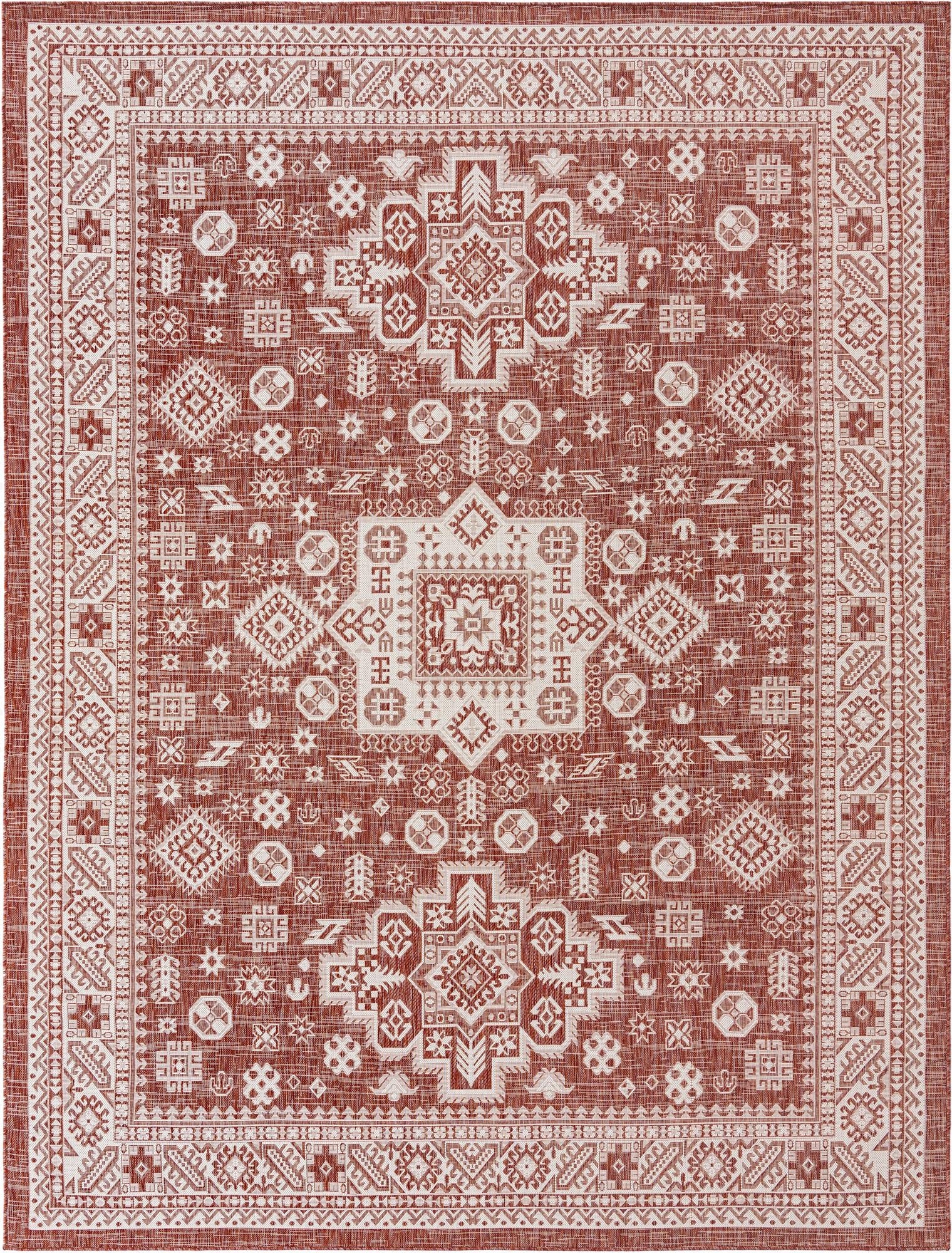 Primary image 9' x 12'  Washable Aztec Indoor / Outdoor Rug