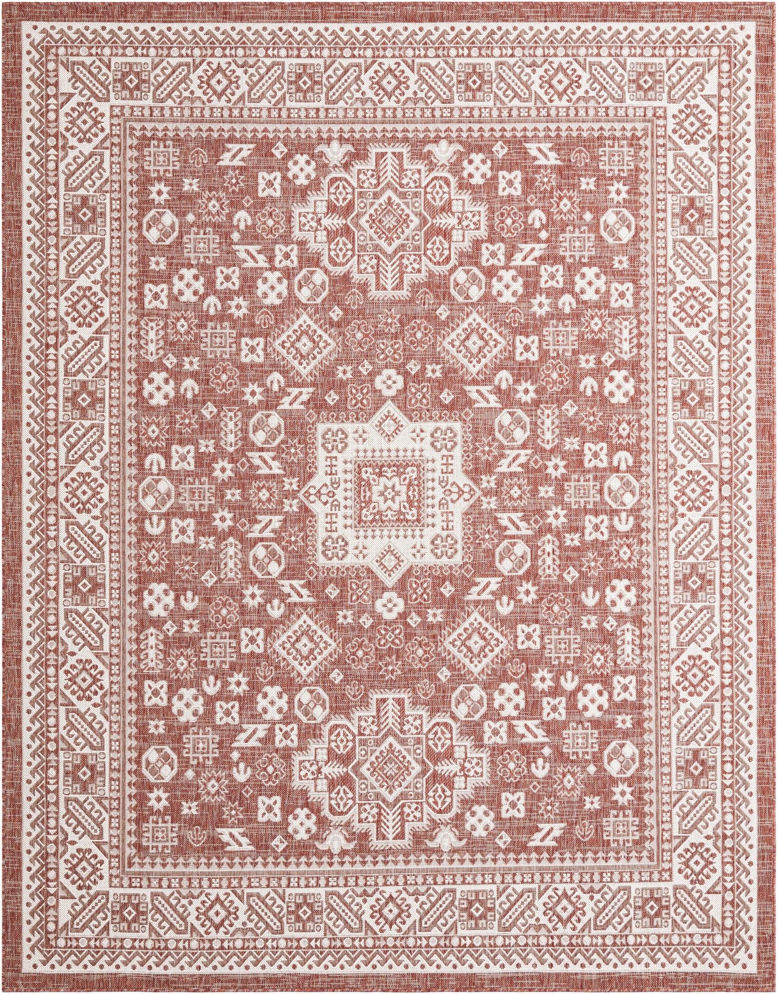 Primary image 7' 10 x 10'  Washable Aztec Indoor / Outdoor Rug