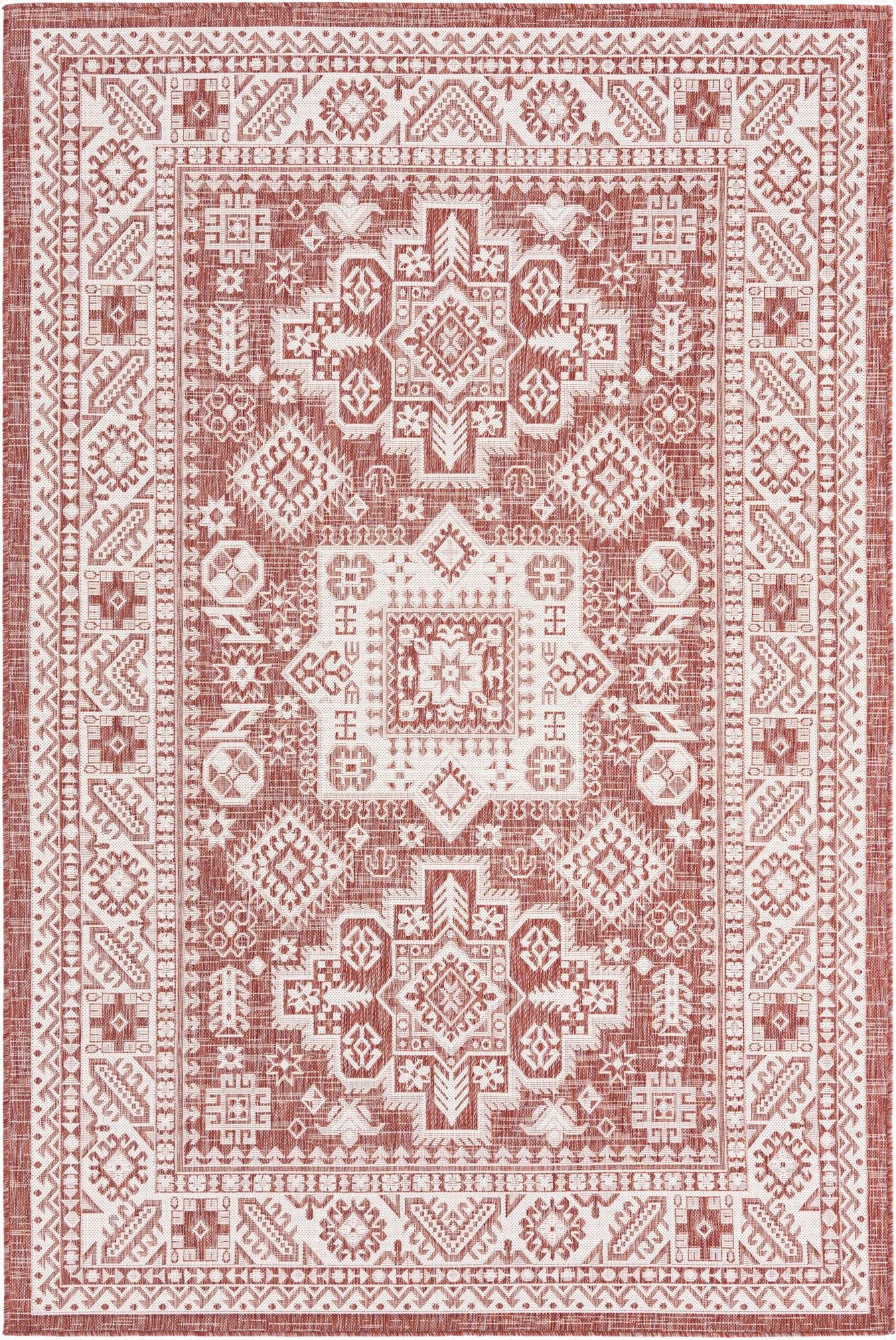 Primary image 6' x 9'  Washable Aztec Indoor / Outdoor Rug