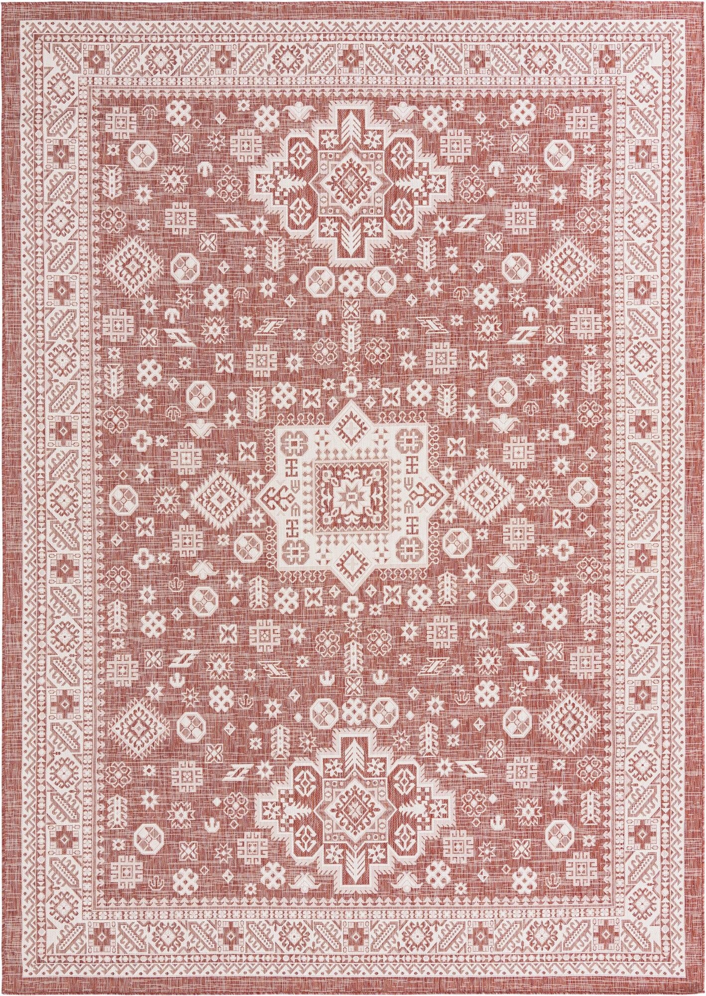 Primary image 10' x 14'  Washable Aztec Indoor / Outdoor Rug