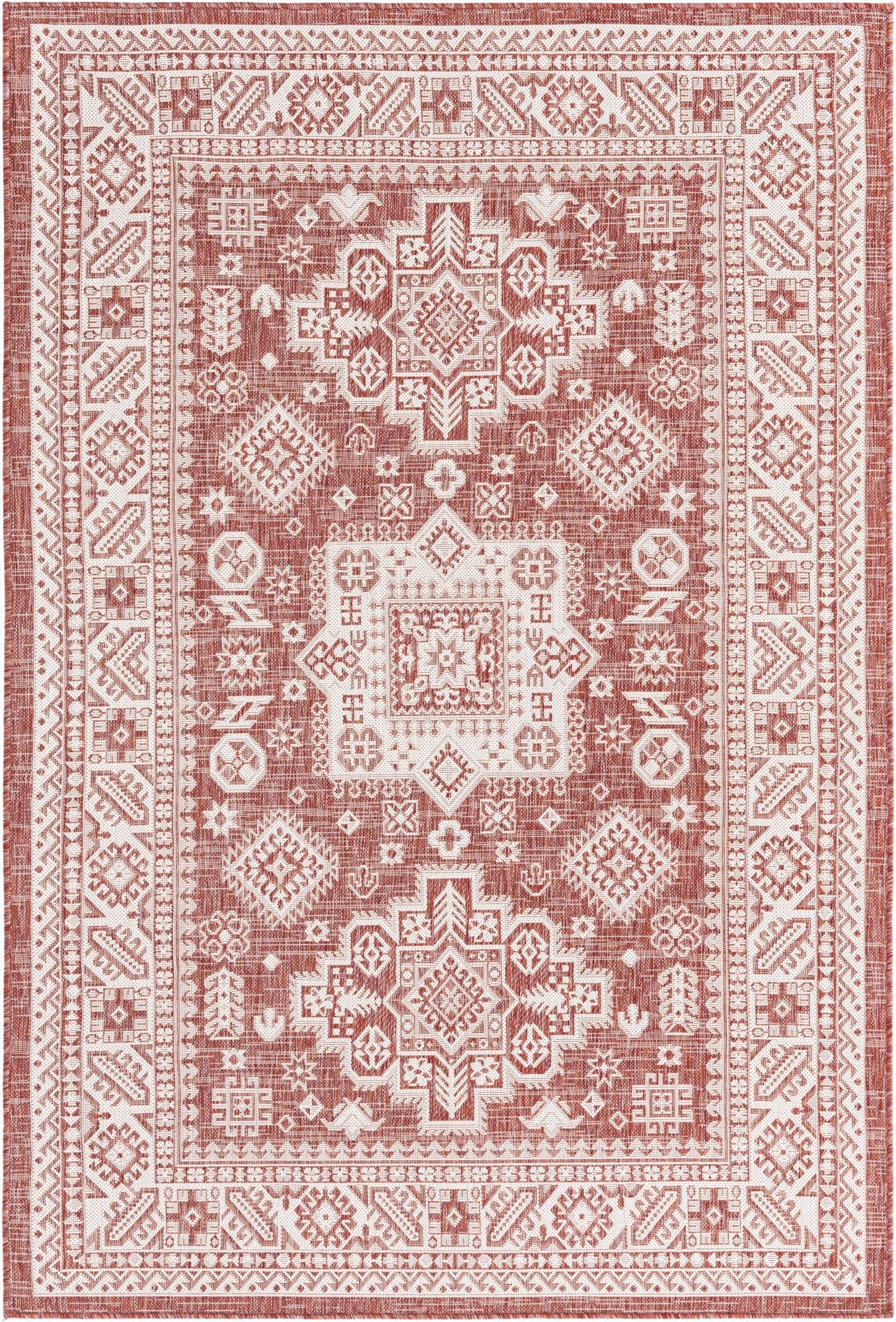 Primary image 5' 3 x 8'  Washable Aztec Indoor / Outdoor Rug
