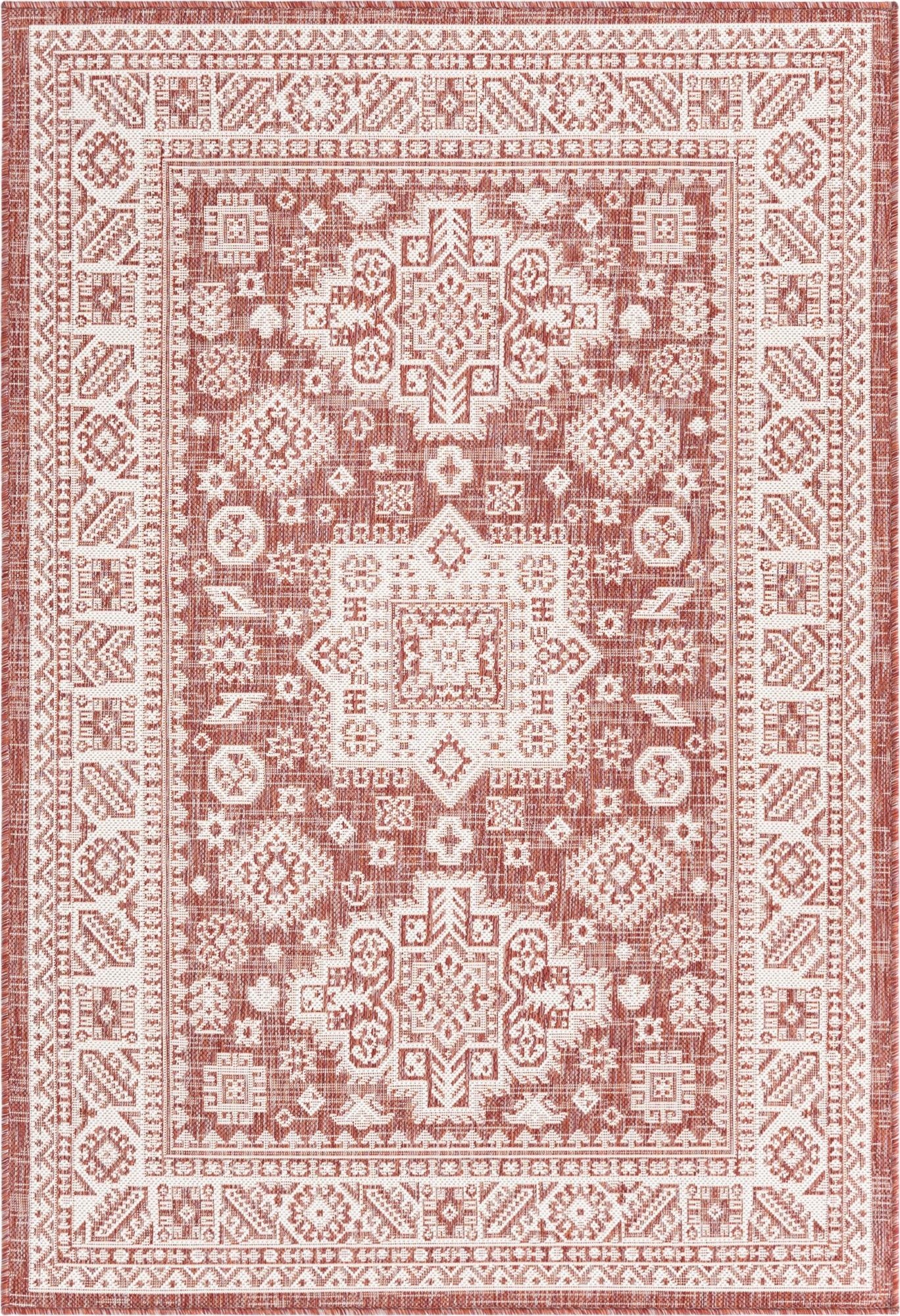 Primary image 4' x 6'  Washable Aztec Indoor / Outdoor Rug