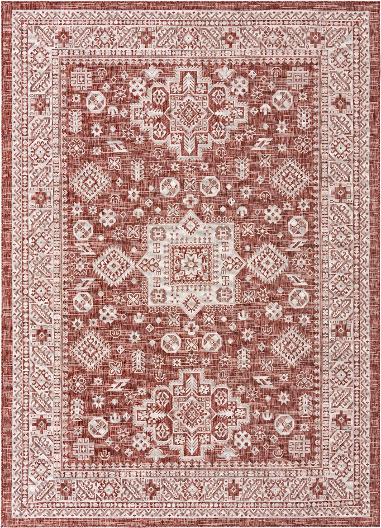 Primary image 7' 10 x 11'  Washable Aztec Indoor / Outdoor Rug