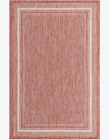 Rust Red Easy-Clean Border Indoor / Outdoor Rug