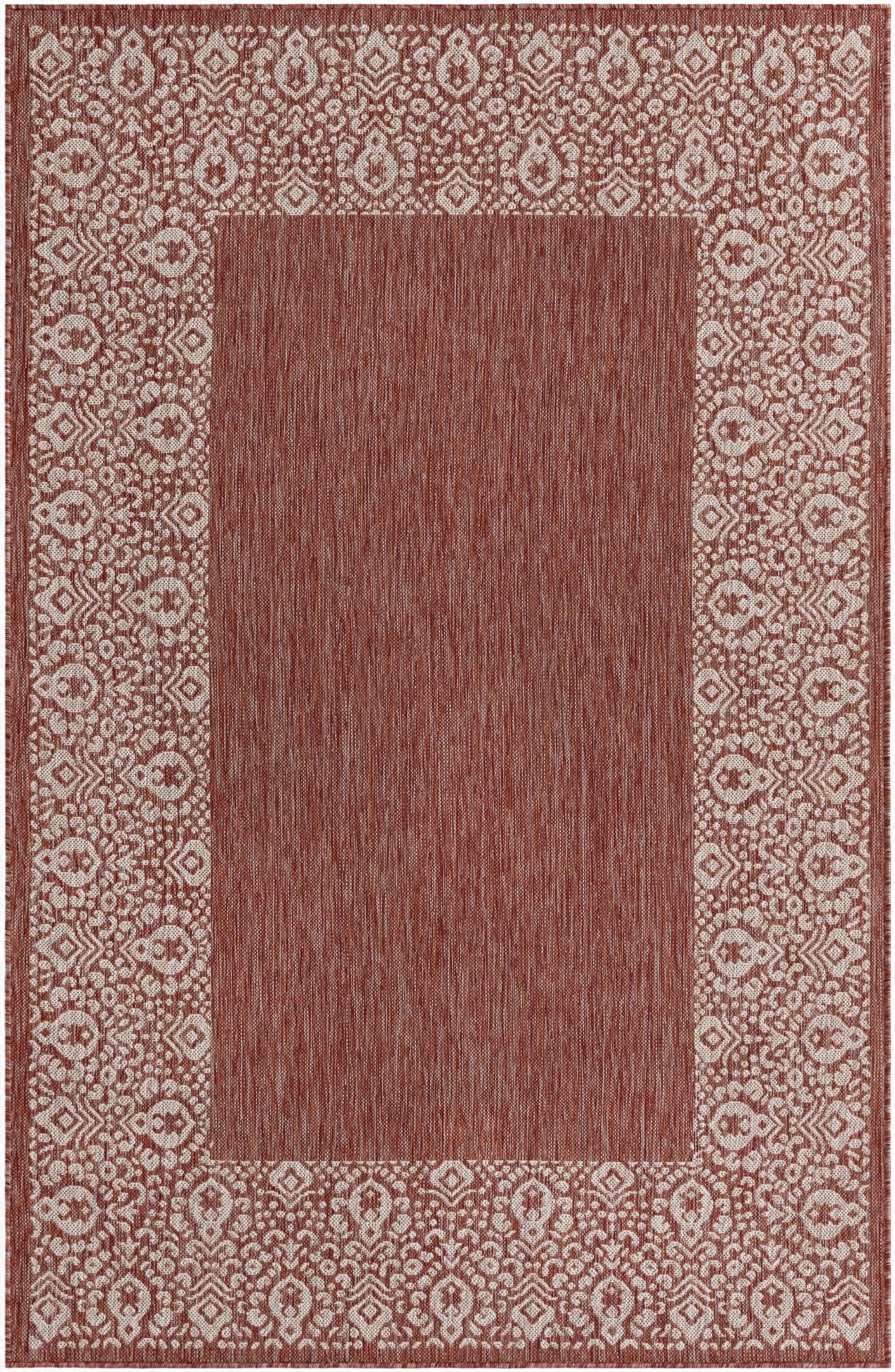 Primary image 5' 3 x 8'  Washable Border Indoor / Outdoor Rug