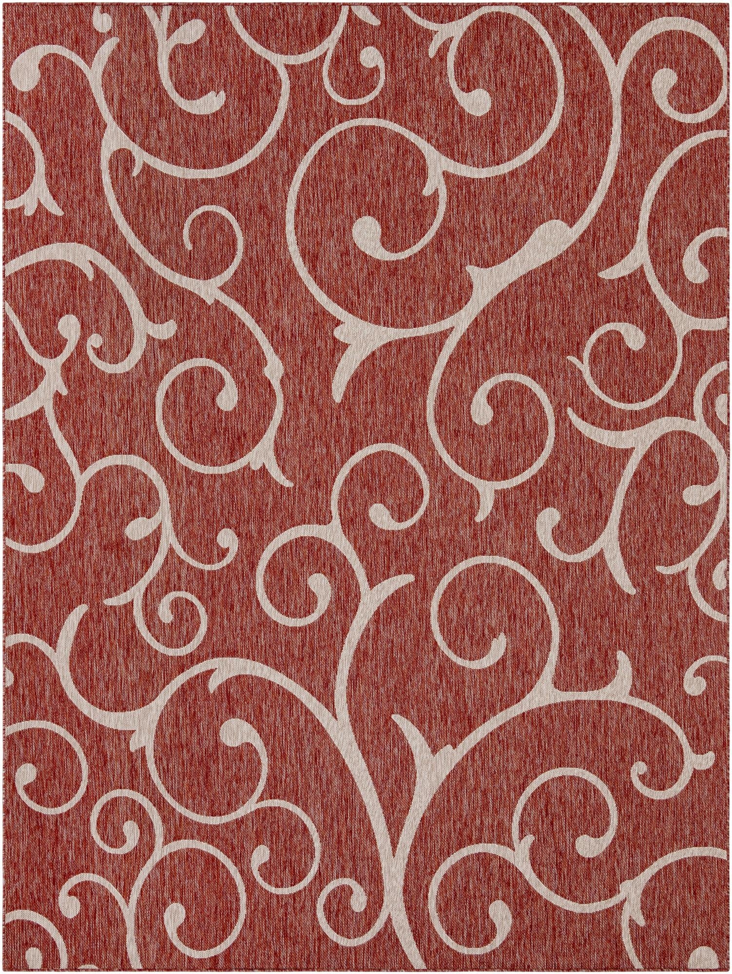 9' x 12'  Washable Botanical Indoor / Outdoor Rug