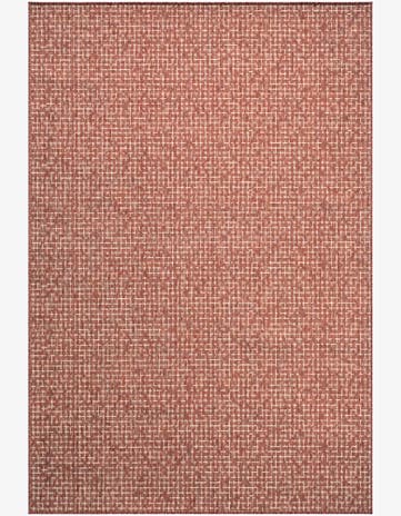 Rust Red Easy-Clean Checkered Indoor / Outdoor Rug