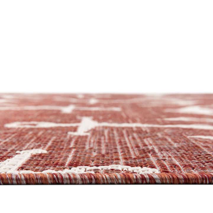 Custom Rust Red Easy-Clean Coastal Indoor / Outdoor Rug