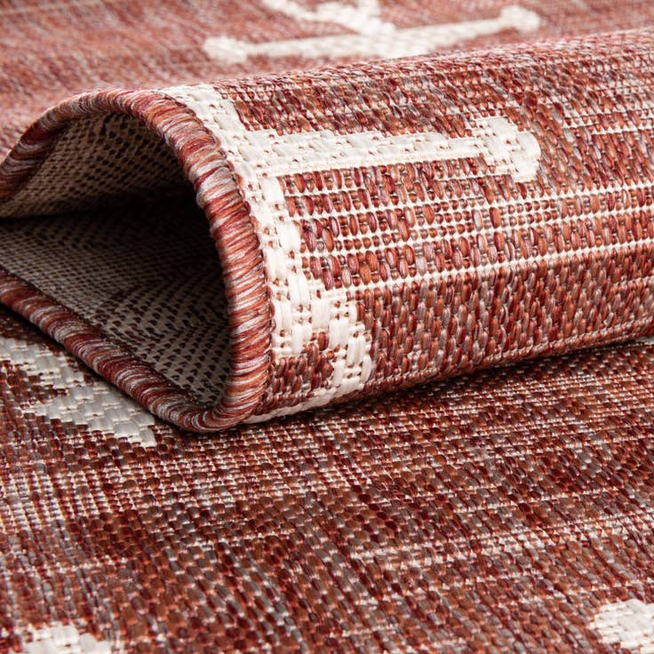 Detail image of Custom Rust Red Easy-Clean Coastal Indoor / Outdoor Rug