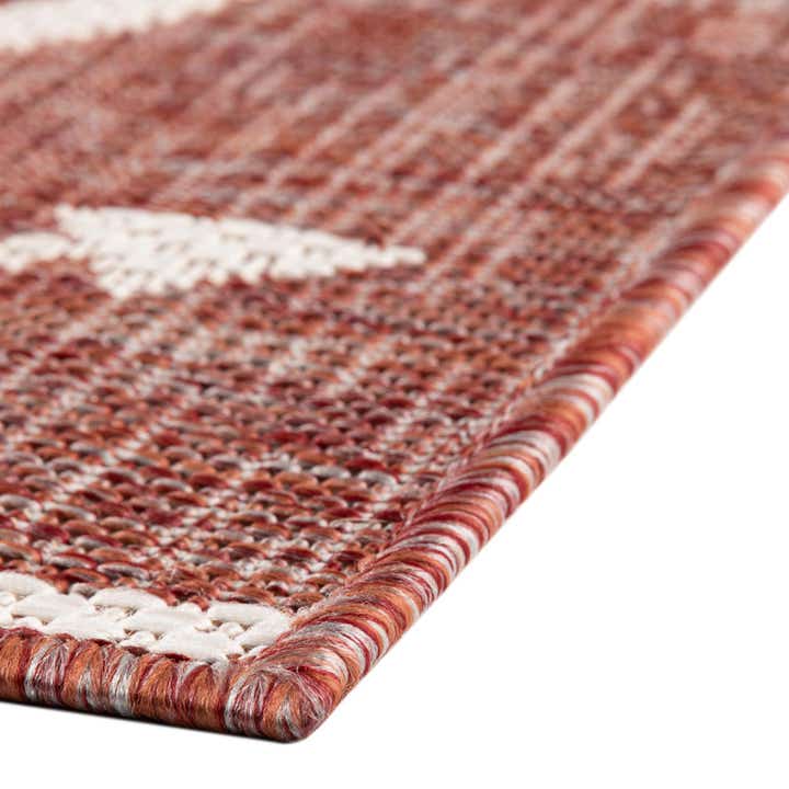 Custom Rust Red Easy-Clean Coastal Indoor / Outdoor Rug