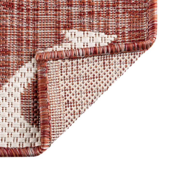 Custom Rust Red Easy-Clean Coastal Indoor / Outdoor Rug