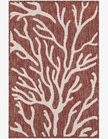 Rust Red Easy-Clean Coastal Indoor / Outdoor Rug