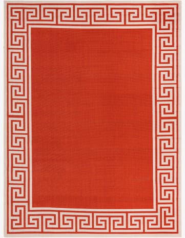 Rust Red Easy-Clean Coastal Indoor / Outdoor Rug