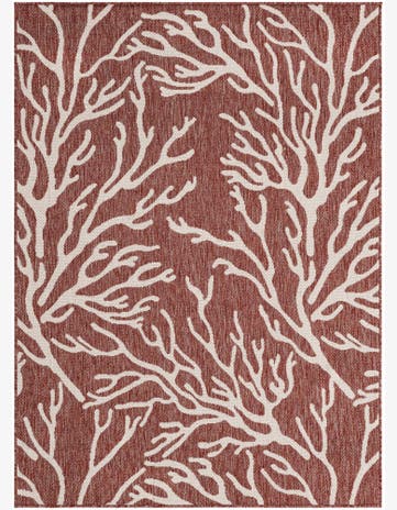 Rust Red Easy-Clean Coastal Indoor / Outdoor Rug
