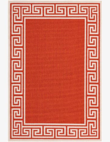 Rust Red Easy-Clean Coastal Indoor / Outdoor Rug