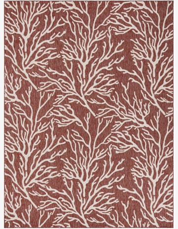 Rust Red Easy-Clean Coastal Indoor / Outdoor Rug