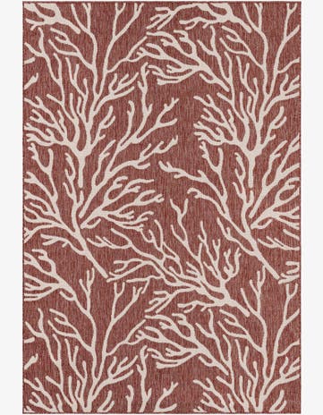 Rust Red Easy-Clean Coastal Indoor / Outdoor Rug
