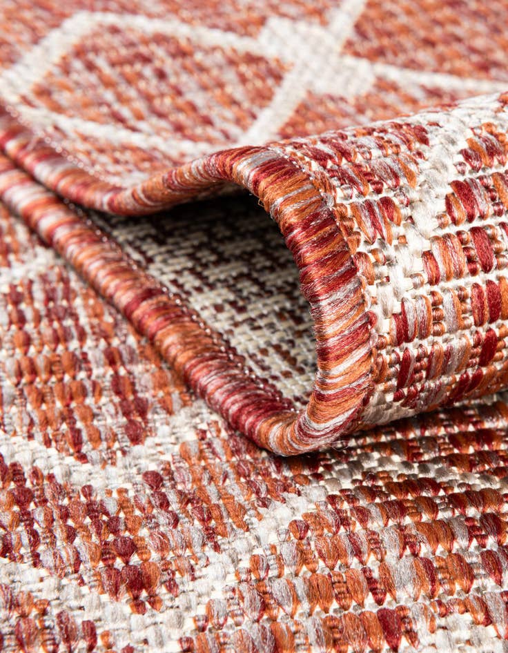 Detail image of Custom Rust Red Easy-Clean Lattice Indoor / Outdoor Rug