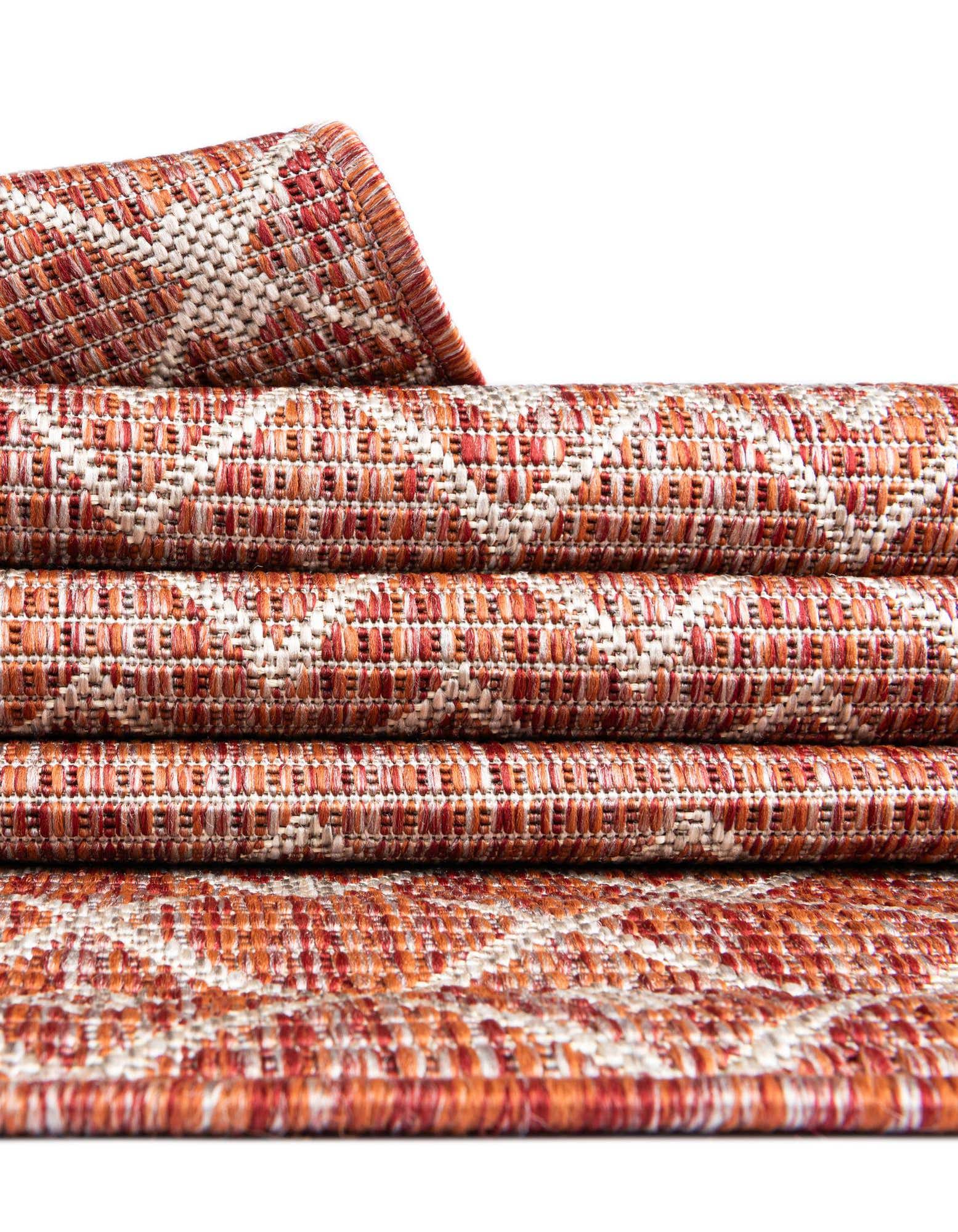 Custom Rust Red Easy-Clean Lattice Indoor / Outdoor Rug