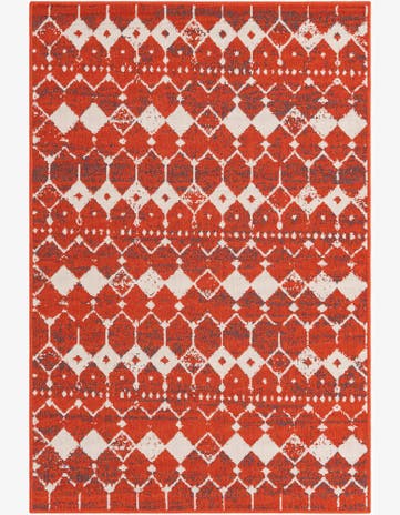 Rust Red Easy-Clean Lattice Indoor / Outdoor Rug