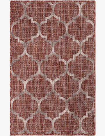 Rust Red Easy-Clean Lattice Indoor / Outdoor Rug
