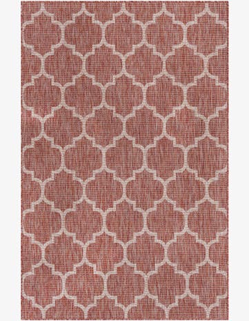 Rust Red Easy-Clean Lattice Indoor / Outdoor Rug