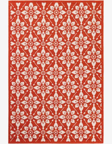 Rust Red Easy-Clean Lattice Indoor / Outdoor Rug
