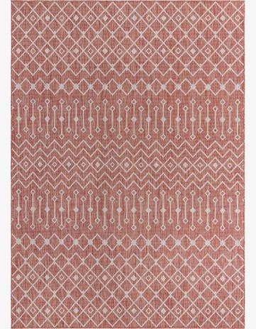 Rust Red Easy-Clean Lattice Indoor / Outdoor Rug