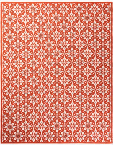 Rust Red Easy-Clean Lattice Indoor / Outdoor Rug