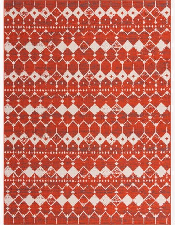 Rust Red Easy-Clean Lattice Indoor / Outdoor Rug