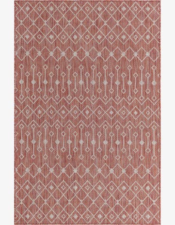 Rust Red Easy-Clean Lattice Indoor / Outdoor Rug